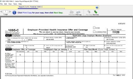 Centerpoint Payroll Affordable Care Act Aca Forms Prepare And Print And Or Efile